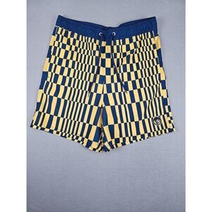 Neff Board Shorts Men's Size Large Blue Geometric Print Unlined 6" Inseam